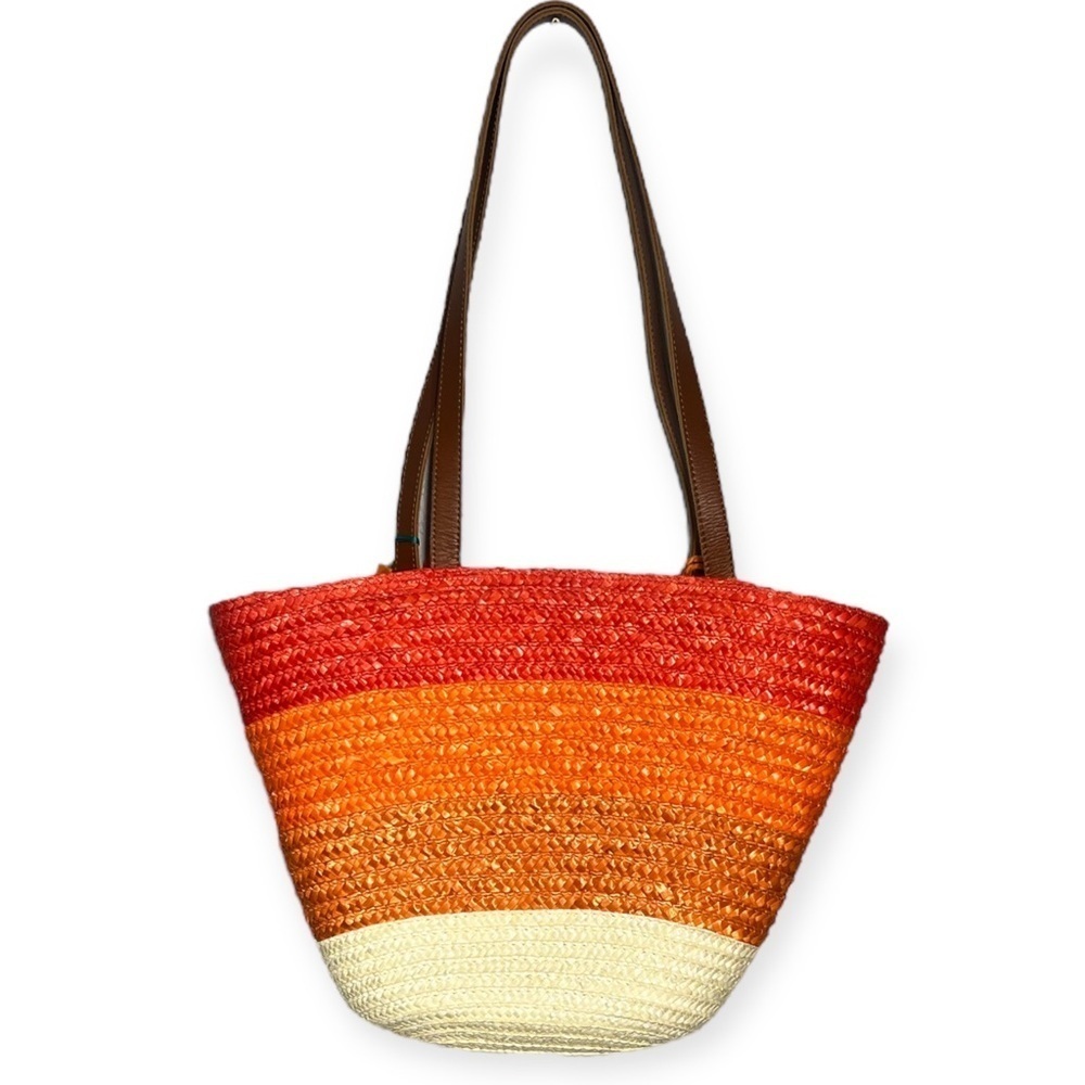 World Traveler Pacific Paradise orange rattan tote bag with change purse - Picture 3 of 11